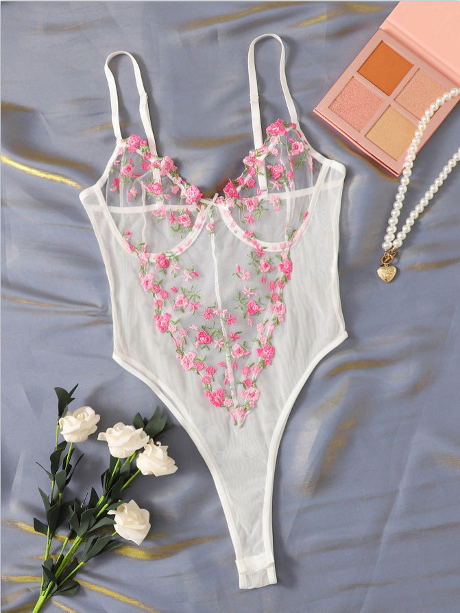 Women's Floral Embroidered Lingerie Set – Lace Bra & Matching Panty Set