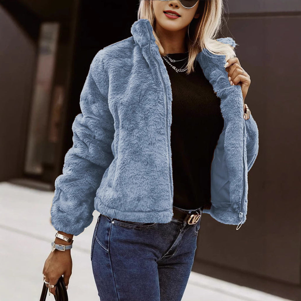 Women's Sherpa Bomber Jacket – Cozy Zip-Up Jacket
