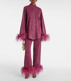 Women's Stand Collar Pants Set – Long Sleeve Top & Matching Trousers