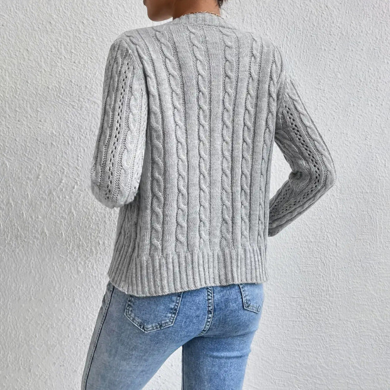 Women's Cable Knit Cardigan – Button Front Winter Cardigan