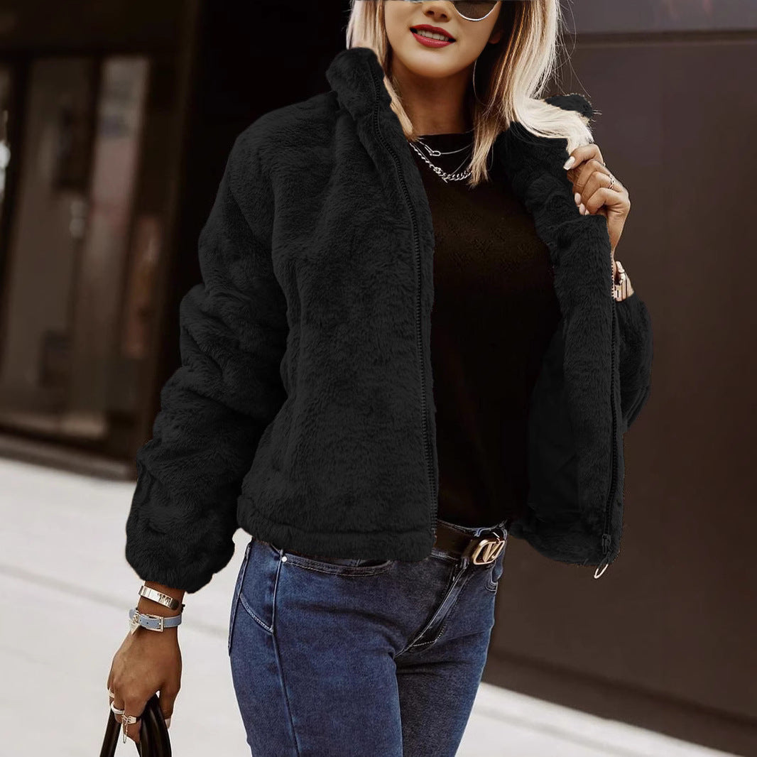Women's Sherpa Bomber Jacket – Cozy Zip-Up Jacket