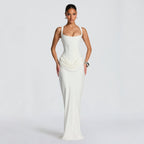 Women's Deep V-Neck Maxi Dress – Fitted Occasion Dress