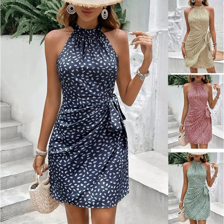 Women's Halter Wrap Dress – High Waist Fitted Occasion Dress