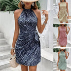 Women's Halter Wrap Dress – High Waist Fitted Occasion Dress