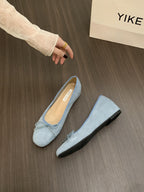 Women's Ballet Flats with Decorative Bow and Soft Insole
