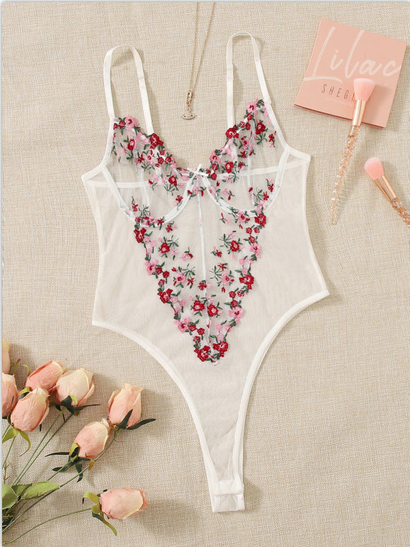 Women's Floral Embroidered Lingerie Set – Lace Bra & Matching Panty Set