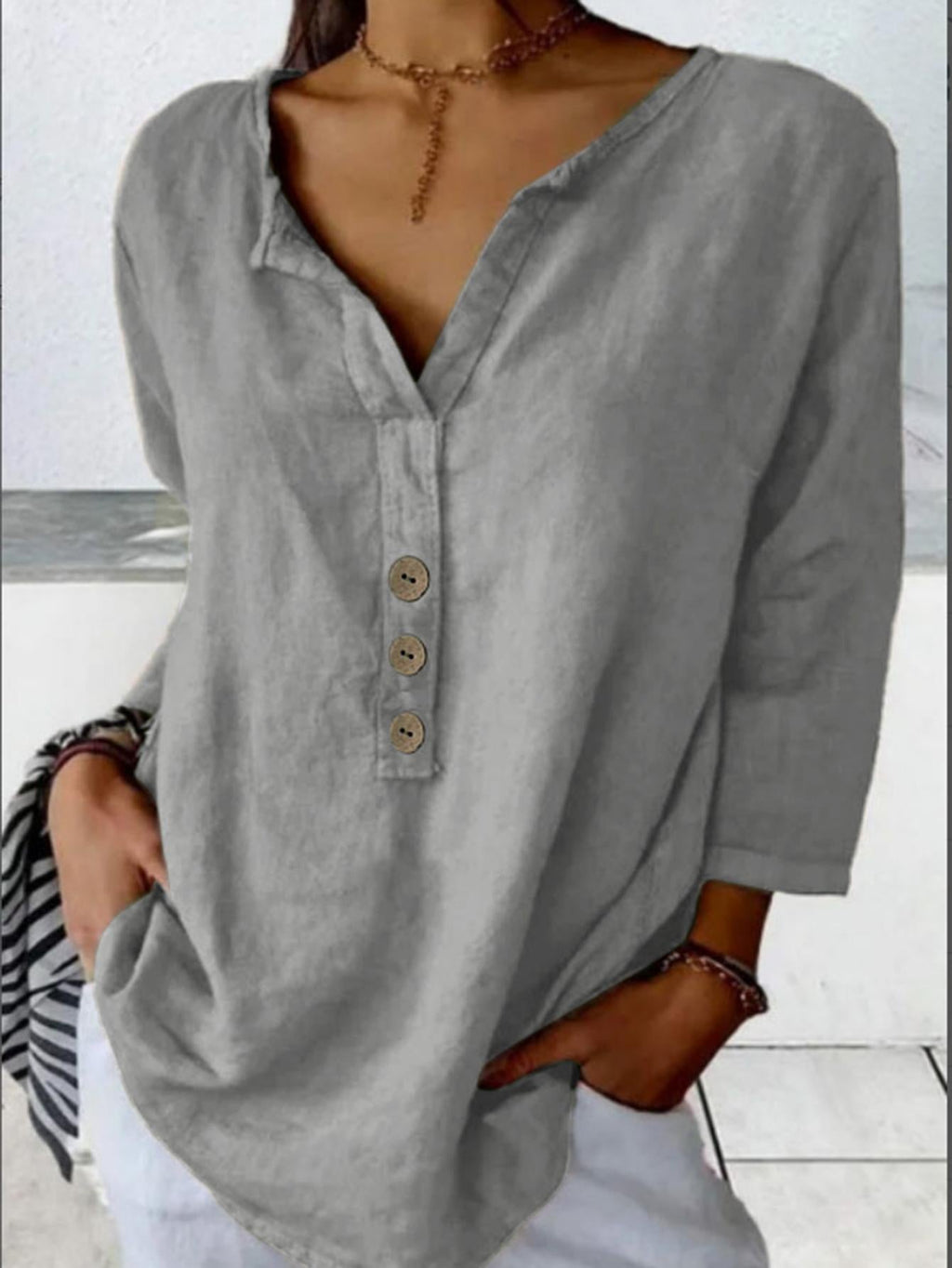 Women's Button Front Shirt Blouse – Relaxed Collared Everyday Blouse