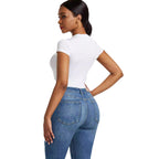 Women's Mock Neck Bodysuit – Fitted Short Sleeve Bodysuit