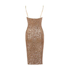 Women's Shiny Midi Dress – Slim Fit Party Dress – Vivian