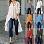 Women's Longline Shirt Blouse – Asymmetrical Button Down Tunic Blouse