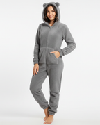 Women's Hooded Fleece Jumpsuit – Comfort Casual Jumpsuit – Kelsey