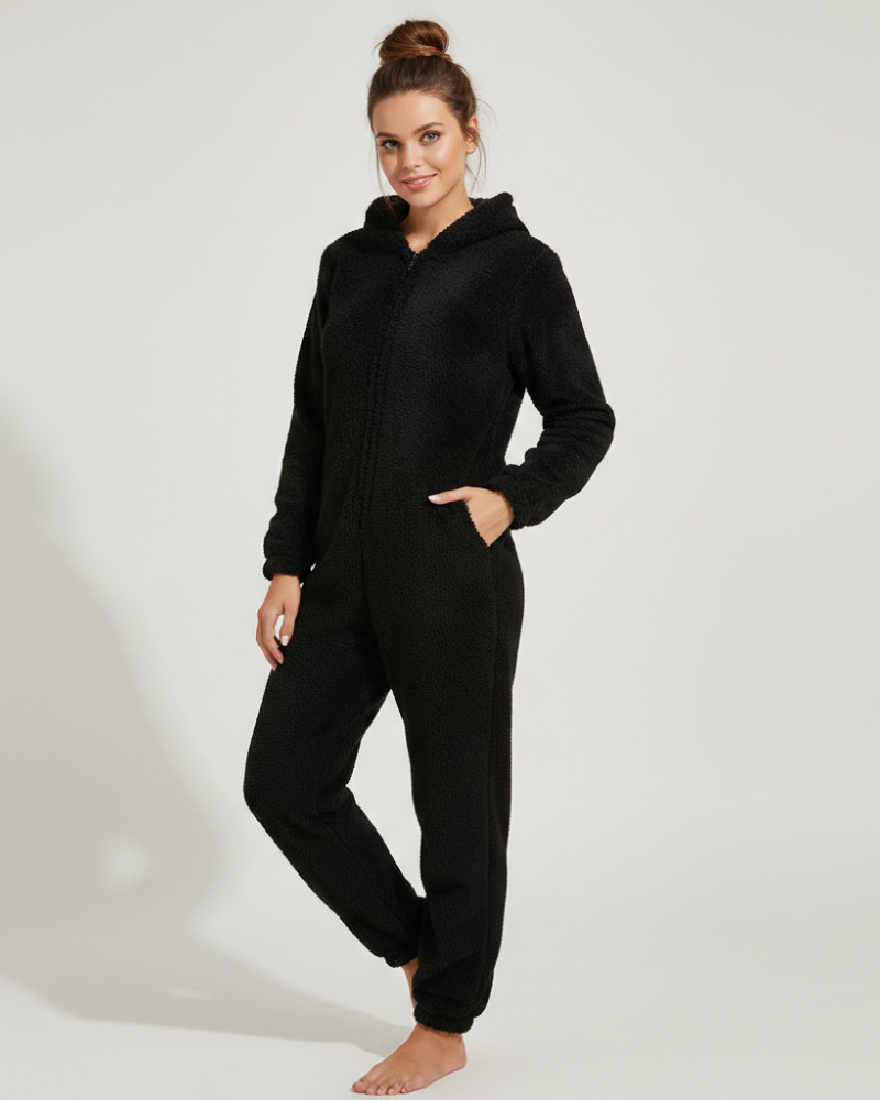 Women's Hooded Fleece Jumpsuit – Comfort Casual Jumpsuit – Kelsey