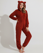 Women's Hooded Fleece Jumpsuit – Comfort Casual Jumpsuit – Kelsey