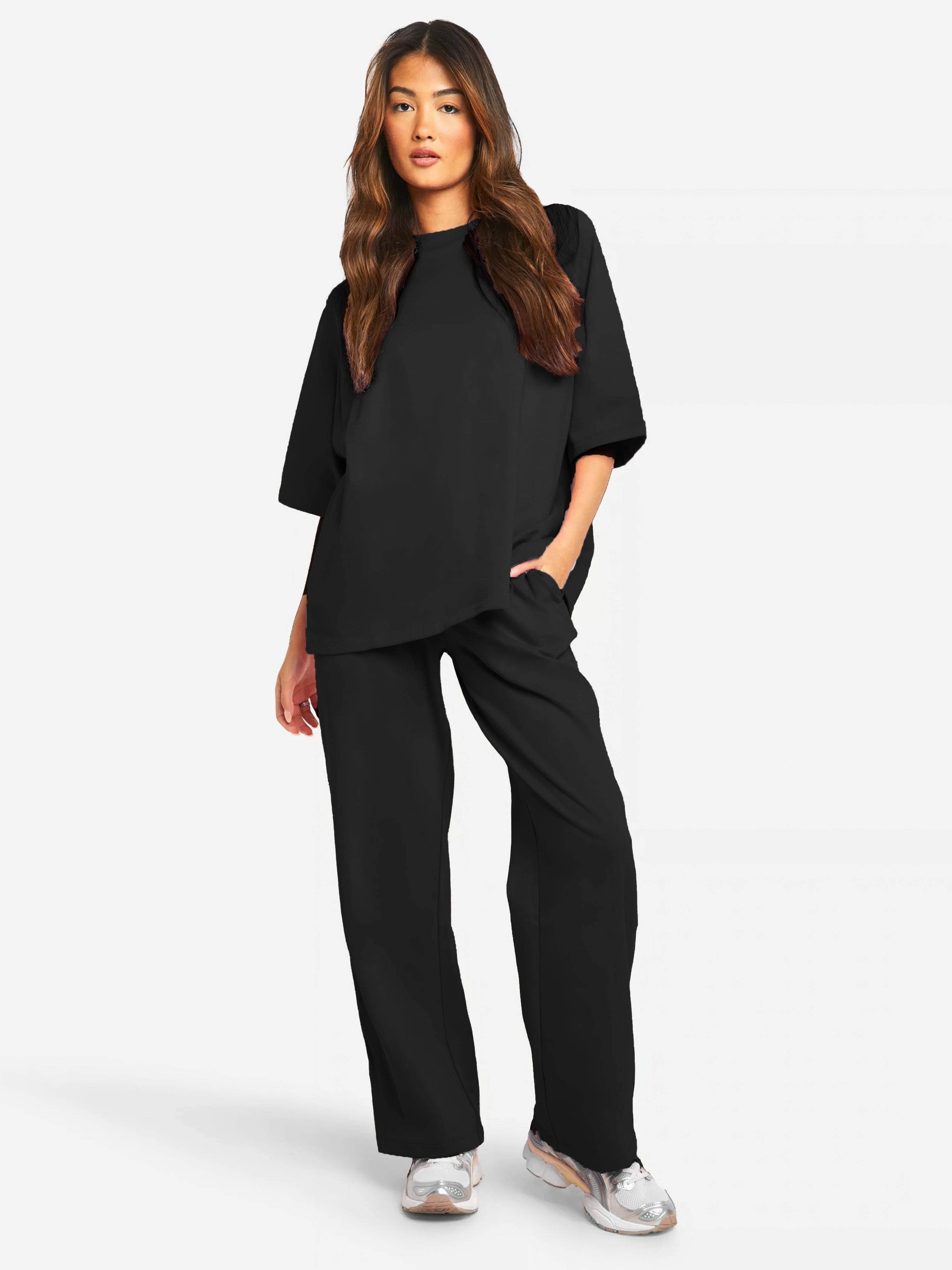 Women's Relaxed Lounge Set – Oversized Wide Leg Set