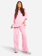 Women's Relaxed Lounge Set – Oversized Wide Leg Set