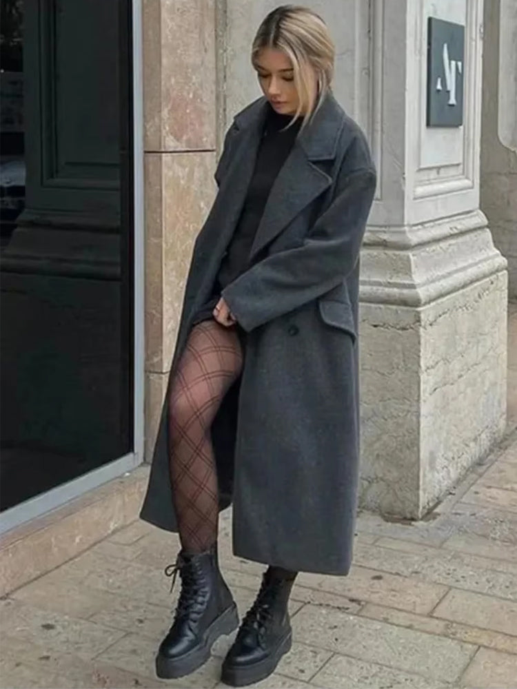 Women's Long Trench Coat – Tailored Button Front Overcoat