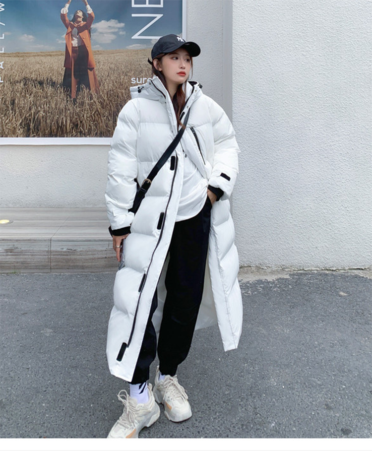Women's Long Hooded Parka – Zip-Up Pocket Winter Coat
