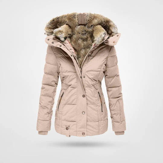 Women's Hooded Puffer Jacket – Mid-Length Quilted Winter Coat
