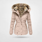 Women's Hooded Puffer Jacket – Mid-Length Quilted Winter Coat
