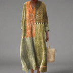 Women's Colourful Midi Dress – Flowy Printed Day Dress