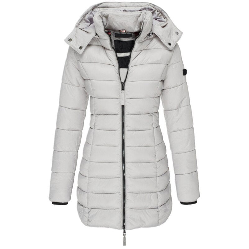 Women's Hooded Down Jacket – Insulated Zip-Up Cold Weather Puffer Jacket