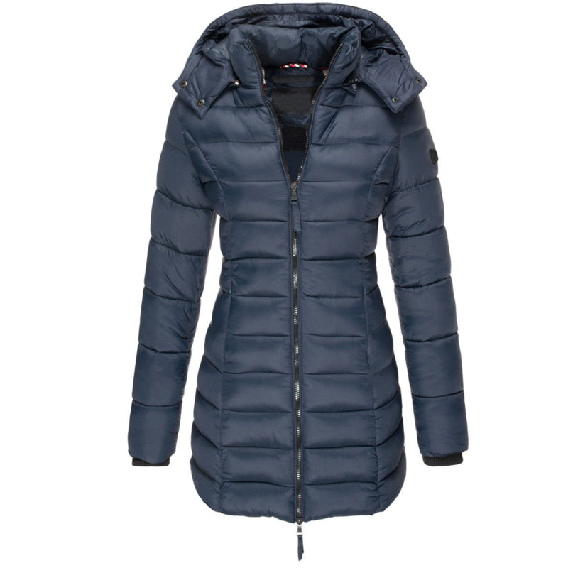 Women's Hooded Down Jacket – Insulated Zip-Up Cold Weather Puffer Jacket