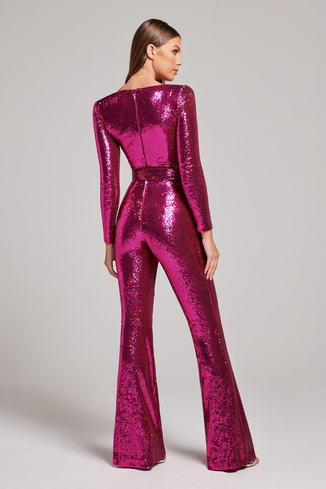 Women's Sequin Party Jumpsuit – Sparkle Fitted Evening Jumpsuit