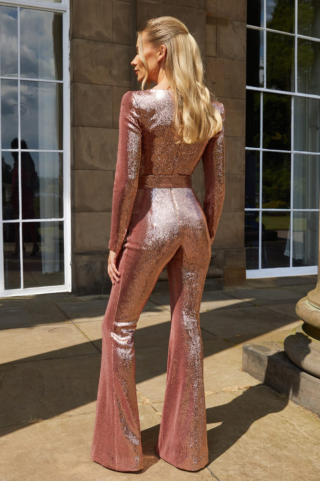 Women's Sequin Party Jumpsuit – Sparkle Fitted Evening Jumpsuit
