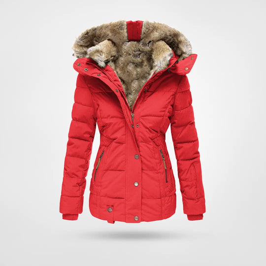 Women's Mid-Length Puffer Jacket – Hooded Quilted Cold Weather Jacket