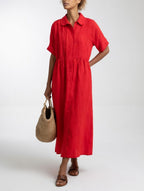 Women's Flowy Shirt Dress – Button Front Relaxed Day Dress