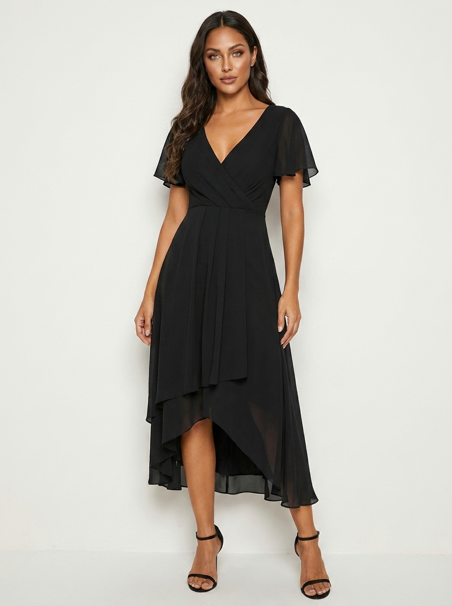 Women's Lace Midi Dress – Romantic Fitted Wedding Guest Occasion Dress