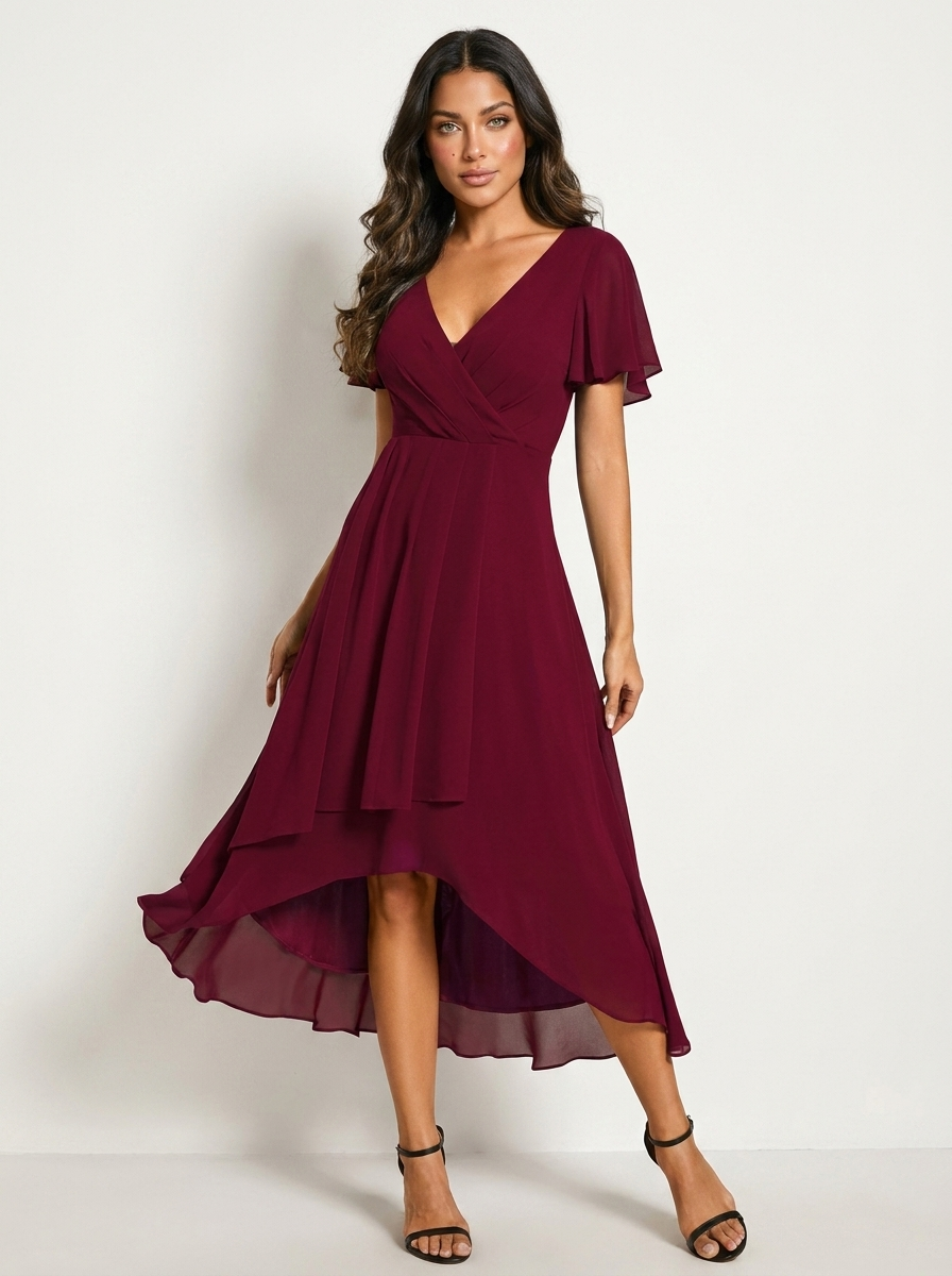 Women's Lace Midi Dress – Romantic Fitted Wedding Guest Occasion Dress