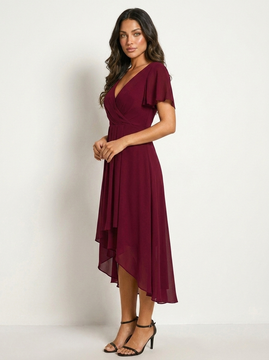 Women's Lace Midi Dress – Romantic Fitted Wedding Guest Occasion Dress