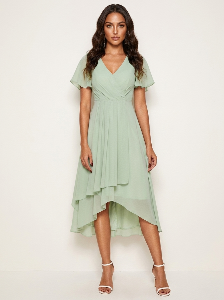 Women's Lace Midi Dress – Romantic Fitted Wedding Guest Occasion Dress