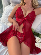 Women's Floral Lace Lingerie Set – Sheer Bra & Matching Panty Set
