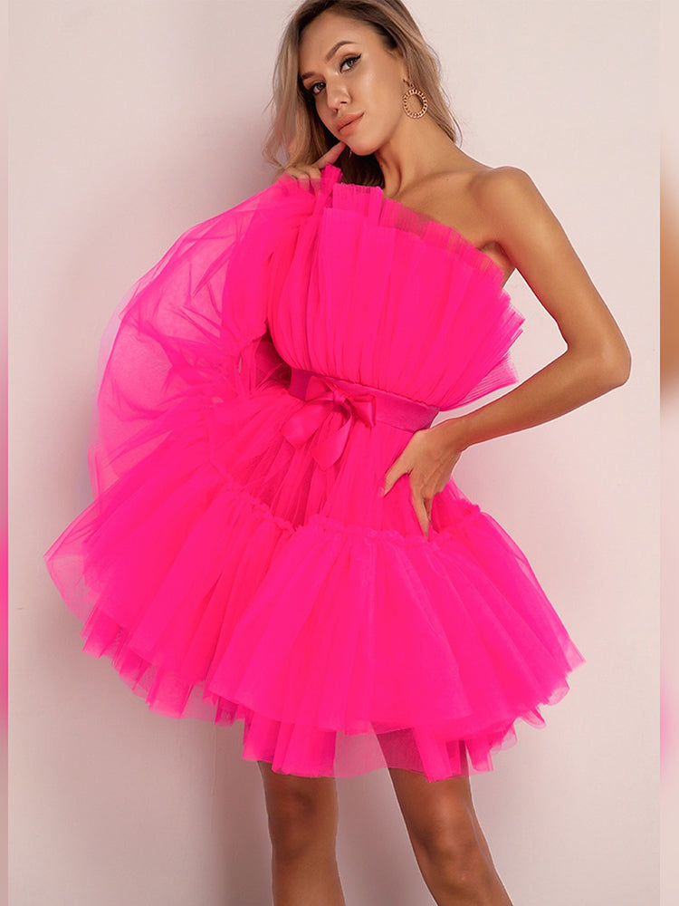 Women's Layered Tulle Party Dress – Festive Evening Occasion Dress
