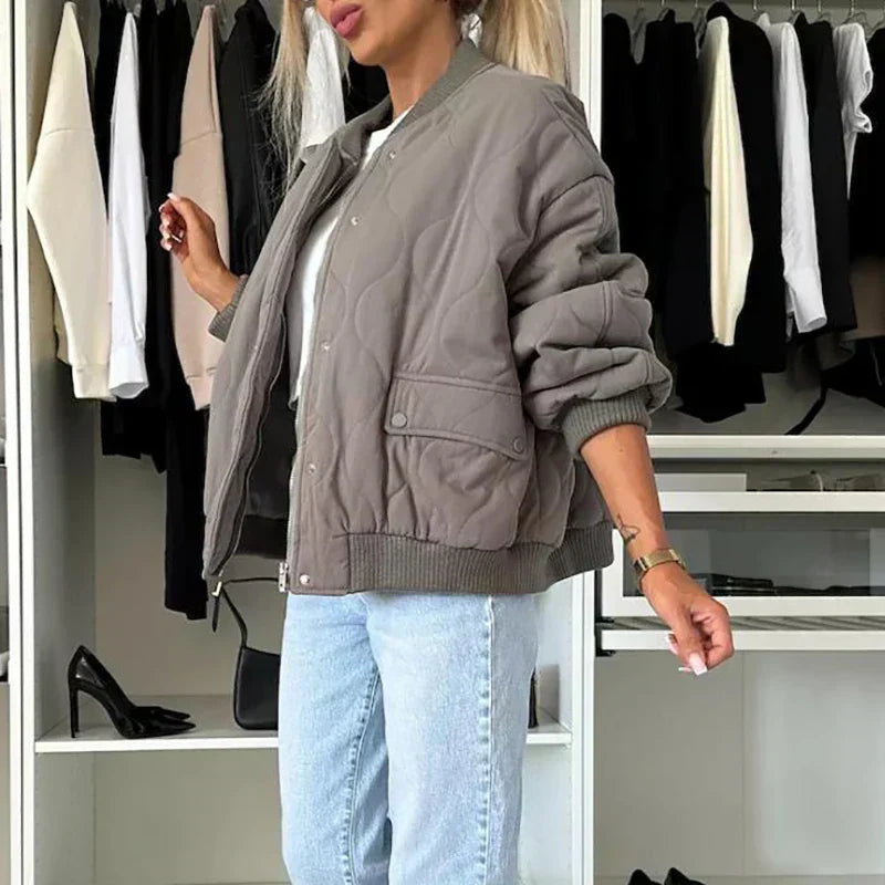 Women's Puffer Bomber Jacket – Oversized Quilted Jacket
