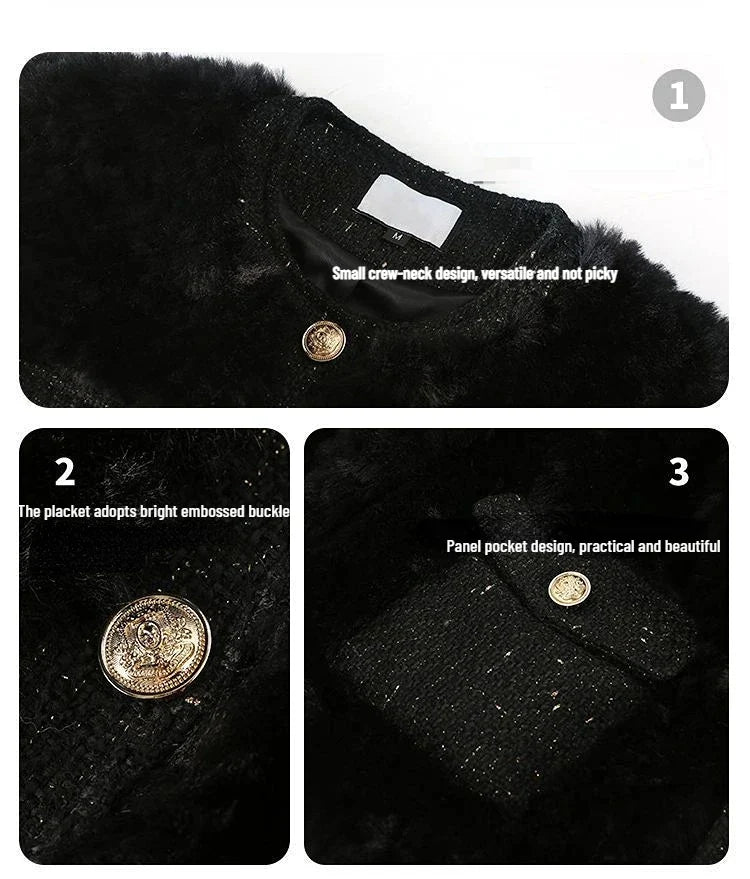 Women's Faux Fur Collar Coat – Cropped Plush Winter Jacket