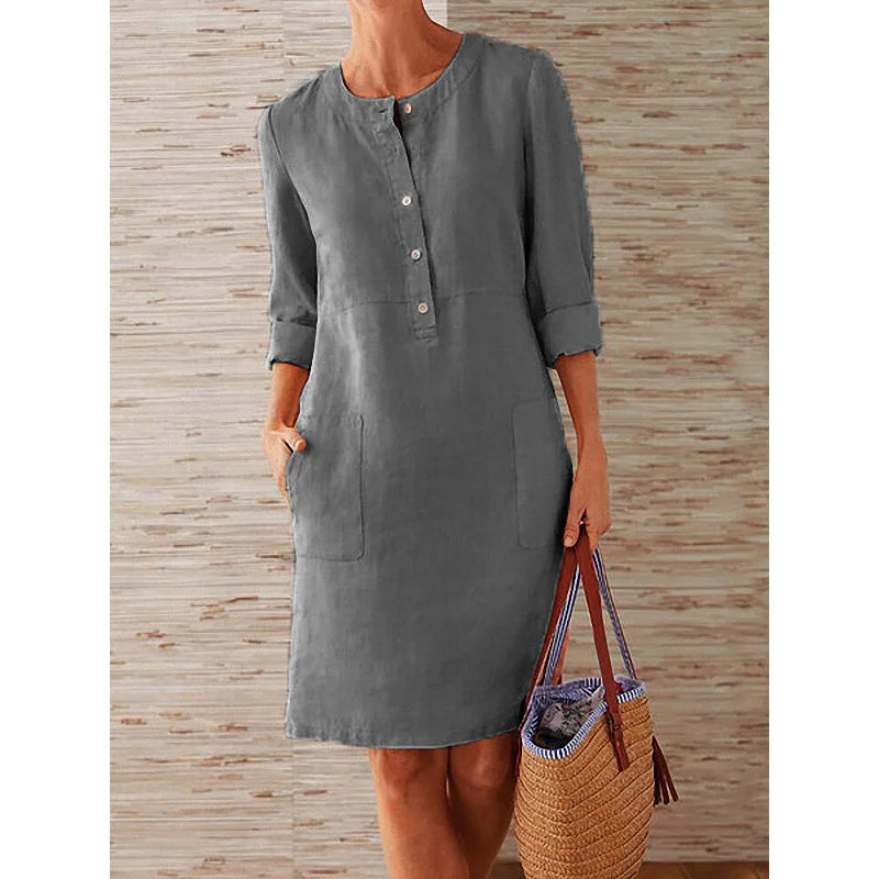 Women's Vintage Tunic Dress – Relaxed Printed Day Dress
