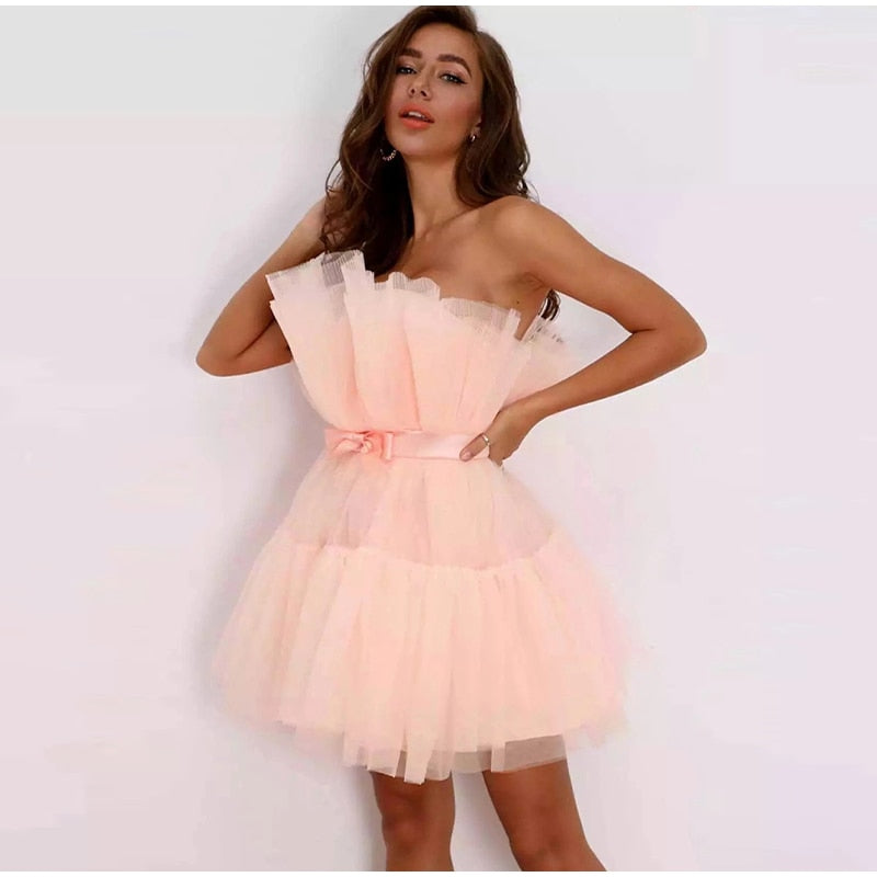 Women's Layered Tulle Party Dress – Festive Evening Occasion Dress