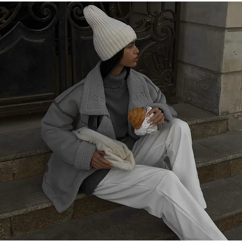 Women's Oversized Winter Jacket – Collared Pocket Cold Weather Coat