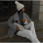 Women's Oversized Winter Jacket – Collared Pocket Cold Weather Coat