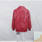 Women's Cropped Faux Leather Jacket – Patchwork Zip-Up Jacket