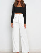 Women's High Waist Wide Leg Trousers – Tailored Flowy Dress Pants