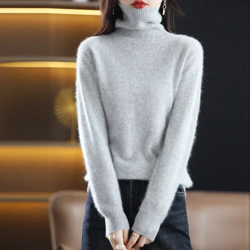 Women's Winter Turtleneck Sweater – Classic High Neck Knit Pullover