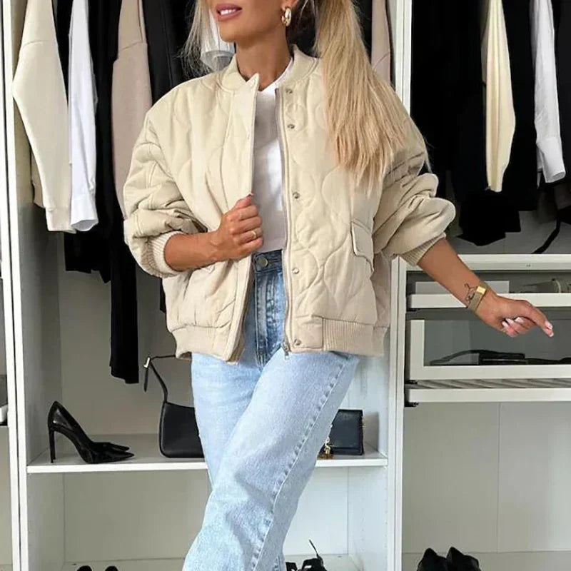 Women's Puffer Bomber Jacket – Oversized Quilted Jacket