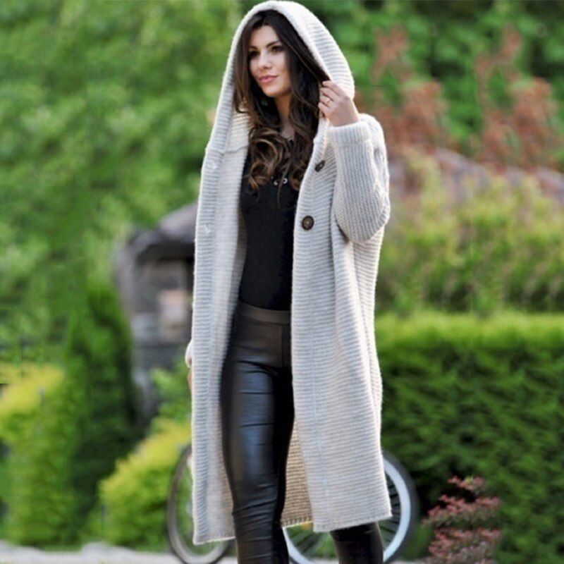 Women's Hooded Cardigan – Relaxed Long Sleeve Layering Cardigan