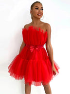 Women's Layered Tulle Party Dress – Festive Evening Occasion Dress