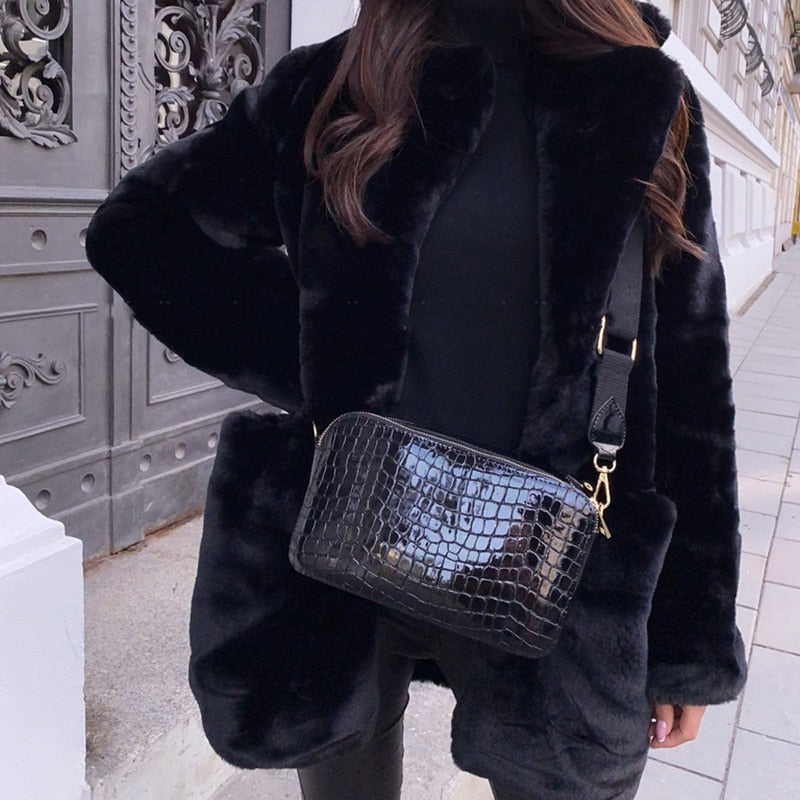 Women's Faux Fur Jacket – Plush Oversized Collar Winter Coat