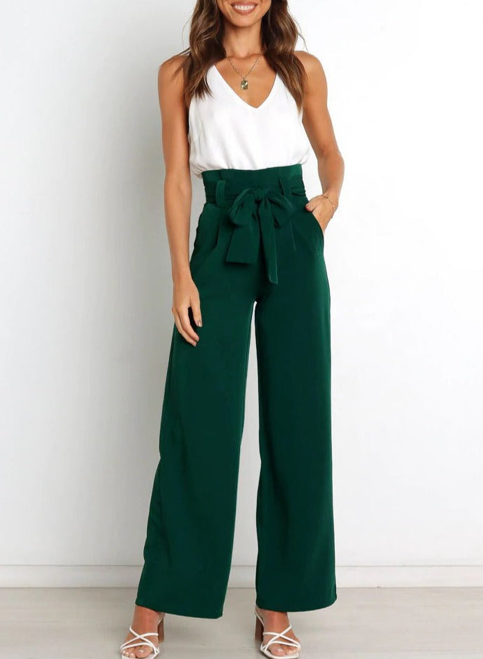 Women's High Waist Wide Leg Trousers – Tailored Flowy Dress Pants